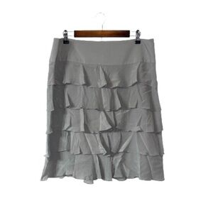 NEW Talbots Grey Ruffle Tiered Skirt Midi 100% Silk Fancy Dance Plus Size 16